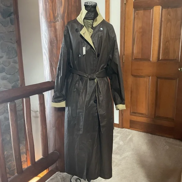 ZARA REVERSIBLE TRENCH COAT ZW COLLECTION BROWN ECRU NEW - Picture 5 of 11